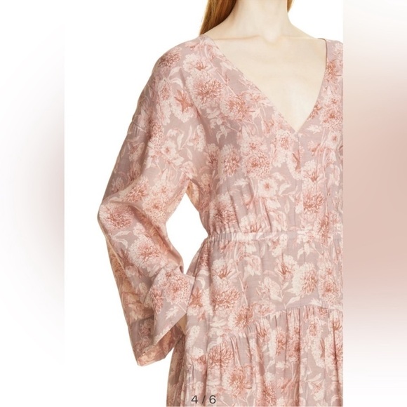 Vince Dahlia Pink Floral Print V-neck Dress, Open Back, Size XS - Picture 2 of 16